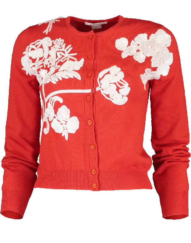 Sequined Floral Embroidered Cardigan