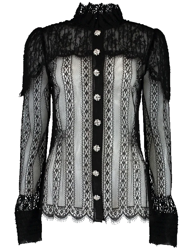 High-Neck Chantilly Blouse