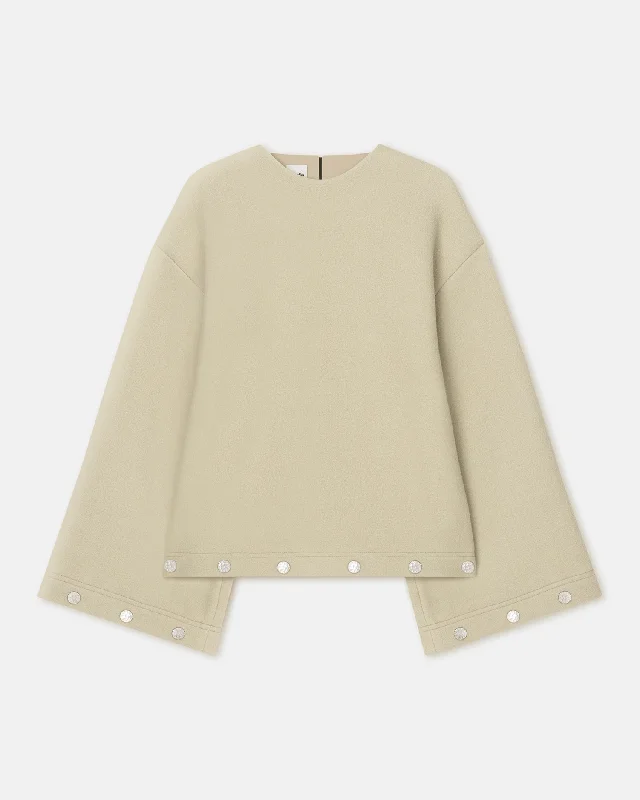 Anwen - Studded Felted Wool Top - Oat