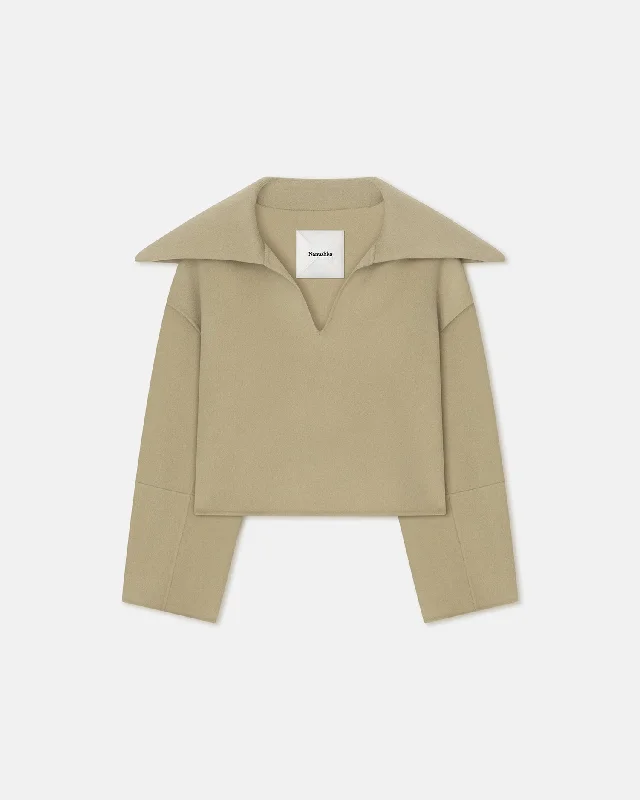 Maxe - Double Wool And Silk Top - Pale Olive