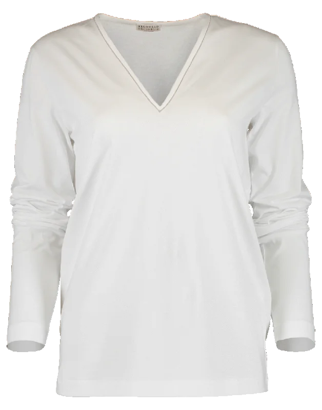 Martini Monili Trip Cotton V-Neck Top