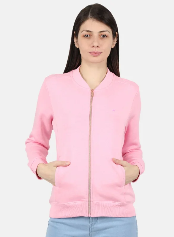 Women Pink Solid Sweatshirt