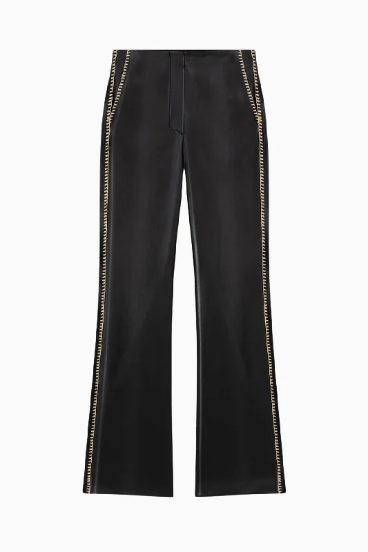 Nanushka Manola Vegan Leather Crochet Trim Pant - Black