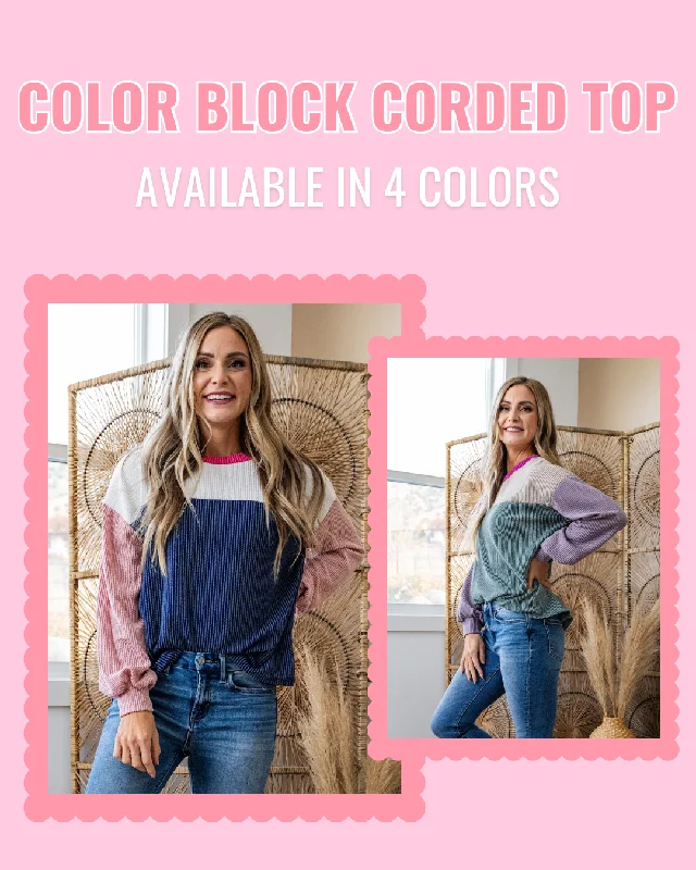 Tessa Color Block Corded Tops - Color Options Available!