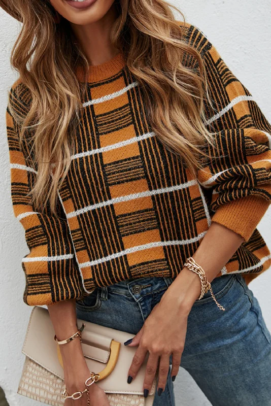 'Ivy' Thick Plaid Crewneck Sweater