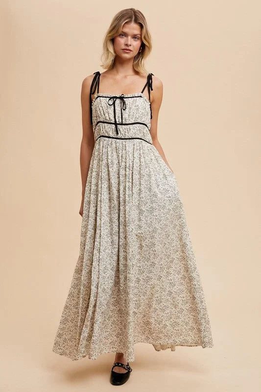 EMERSON CONTRAST TRIM FLORAL MAXI DRESS