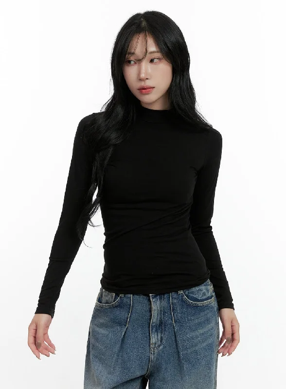 Elegant Solid Long Sleeve Tee CN408