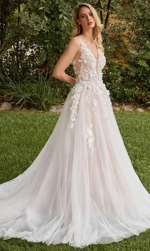 Ladivine CDS436W - 3D Embellished A-line Bridal Gown