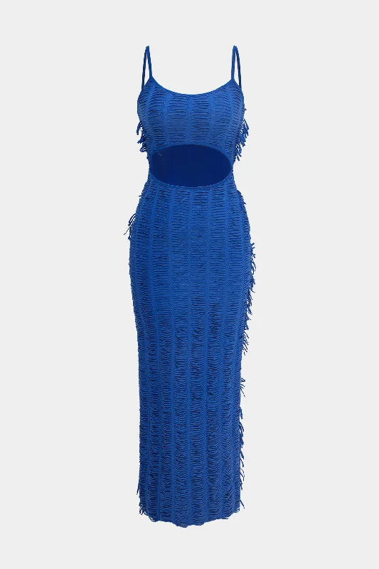 Textured Cut Out Slip Maxi Dress