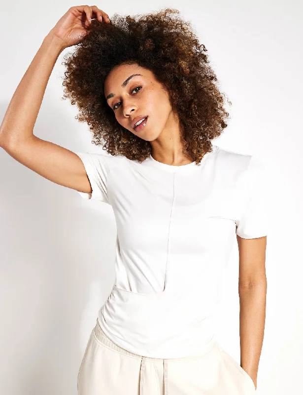 Scoop Neck Wrap Front Yoga T-Shirt - Ivory