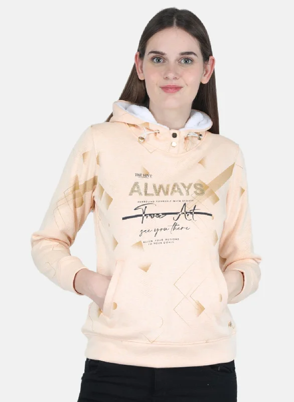 Women Peach Printed Sweatshirt