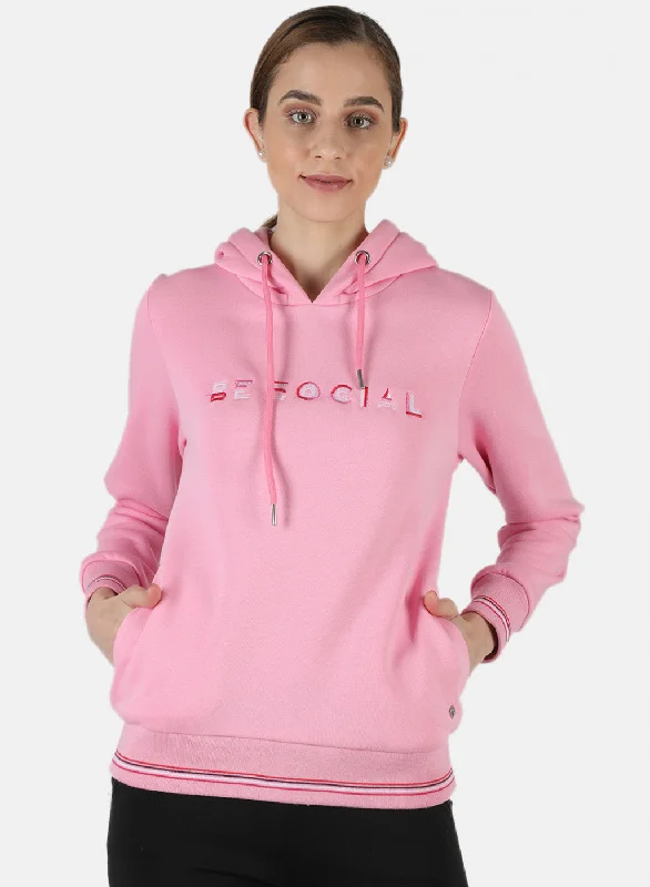 Women Pink Embroidered Sweatshirt