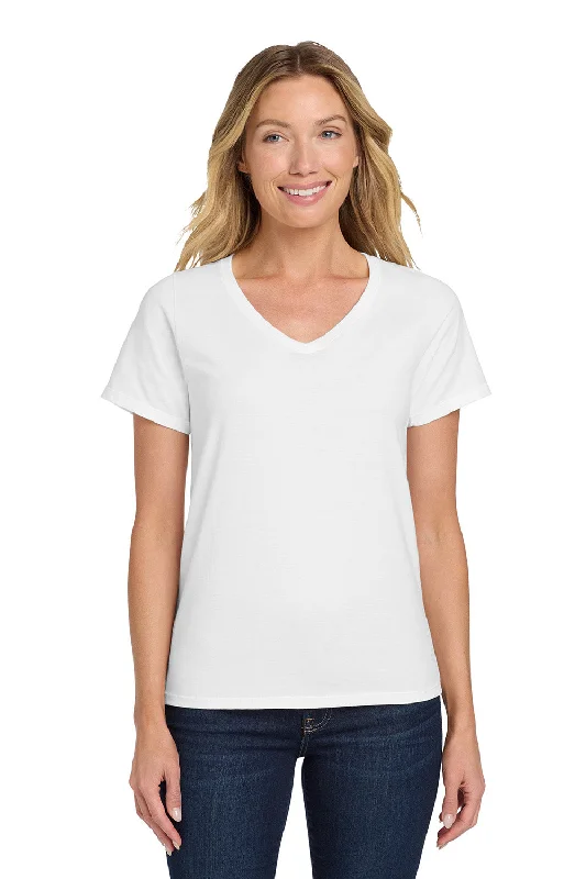 Hanes Womens Nano-T Short Sleeve V-Neck T-Shirt - White