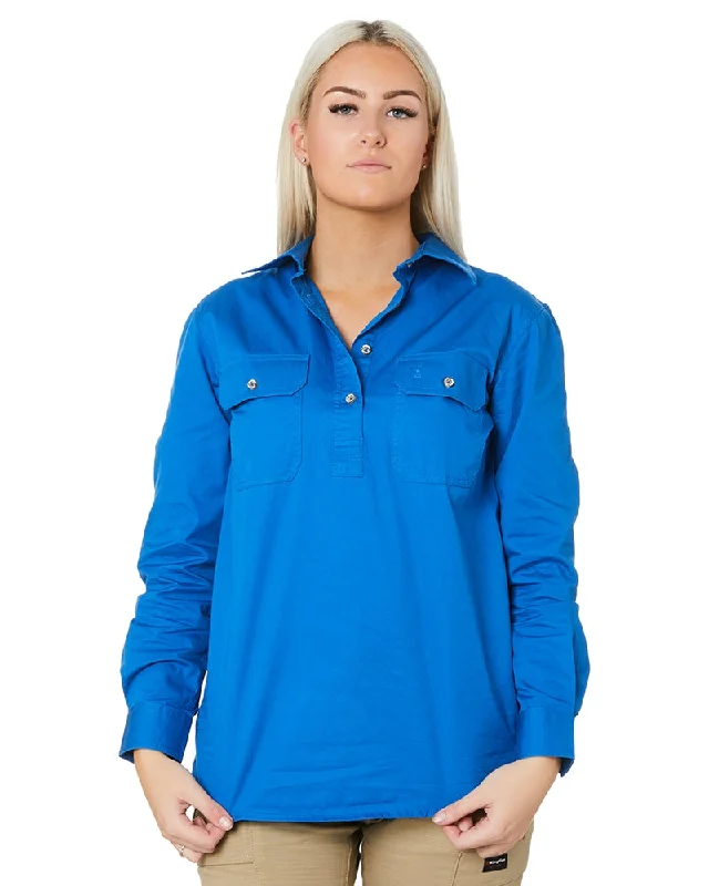 Ladies Closed Front Shirt LS - Cobalt Blue