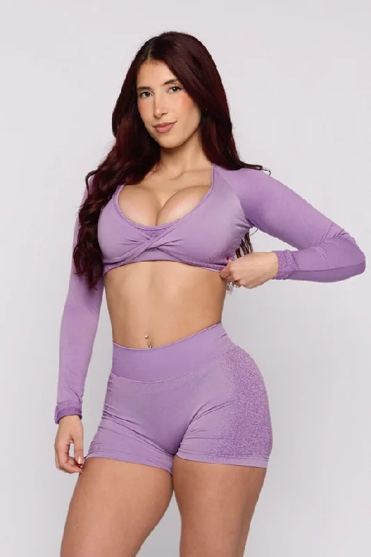 Lilac Spray Long Sleeve Crop Top