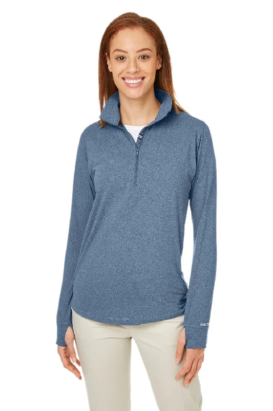 Nautica Womens Saltwater UPF 40+ 1/4 Zip Sweatshirt - Faded Navy Blue