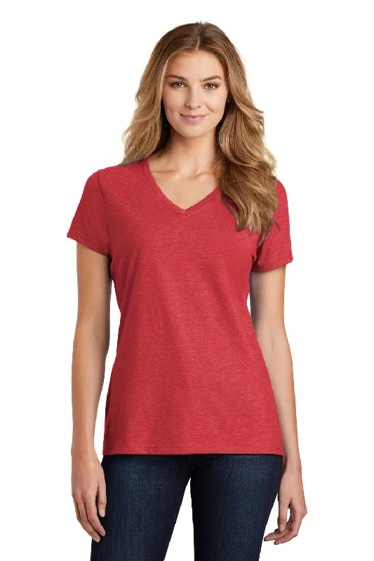 Port & Company Womens Fan Favorite Short Sleeve V-Neck T-Shirt - Heather Team Cardinal Red - Closeout