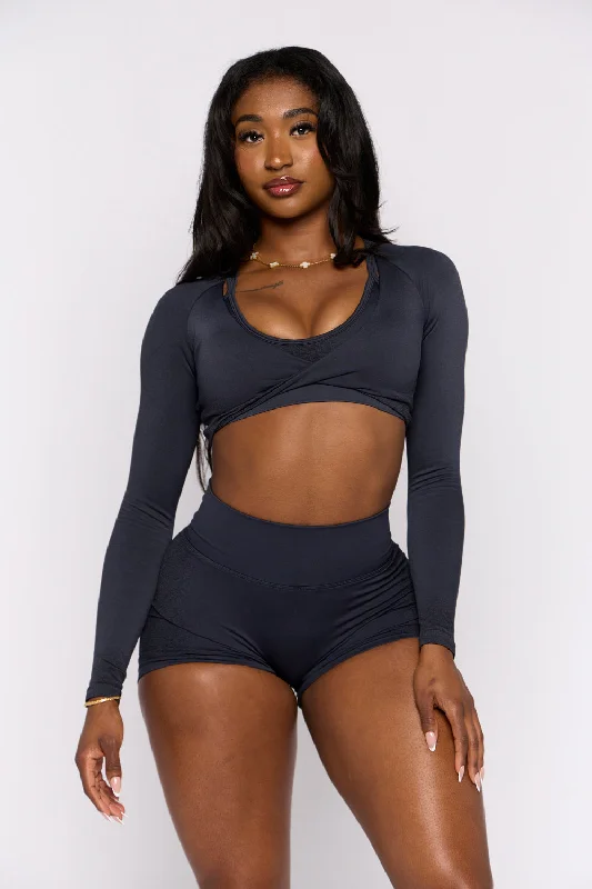 Onyx Spray Long Sleeve Crop Top