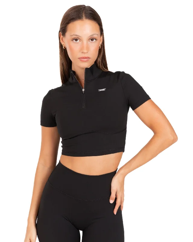 Auraluxe Crop Tee - Black