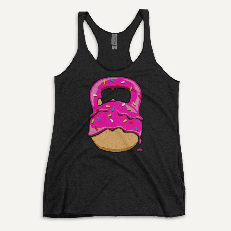 Pink-Glazed Donut With Sprinkles Kettlebell Design Women’s Tank Top