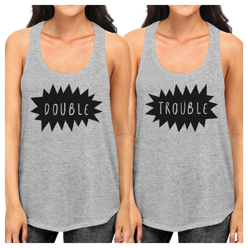 Double Trouble BFF Matching Grey Tank Tops