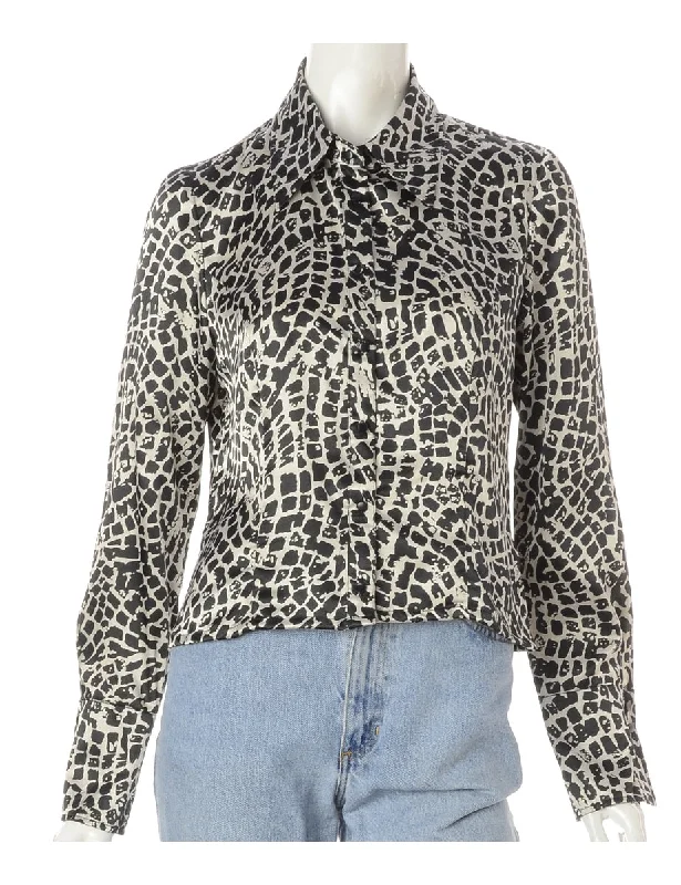 Label Claire Cropped Long Sleeve Printed Shirt