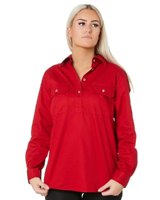 Ladies Closed Front Shirt LS - Red