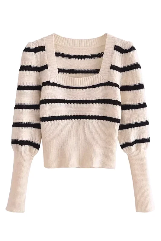 'Wendy' Square-Neck Knitted Short Sweater