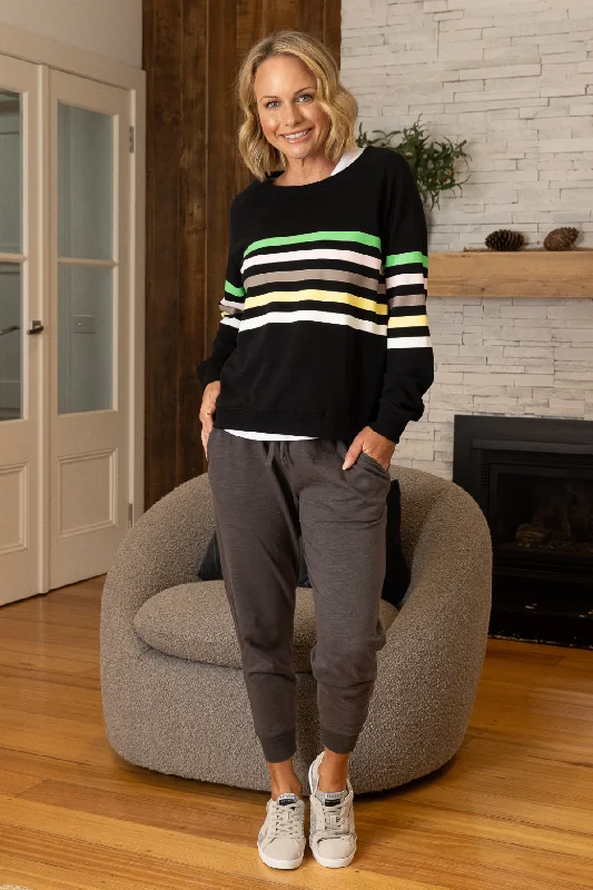 Jovie The Label Forever Sweater Black/ Multi Stripes