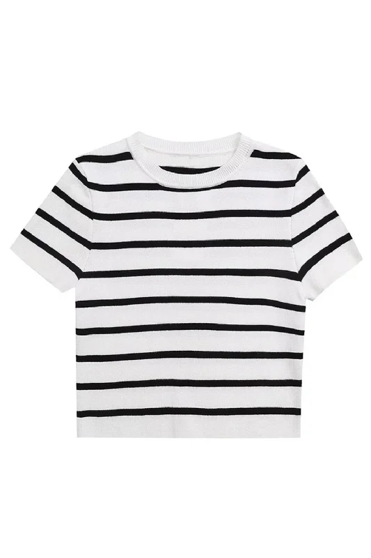 'Kylie' Striped Round Neck Knit Top