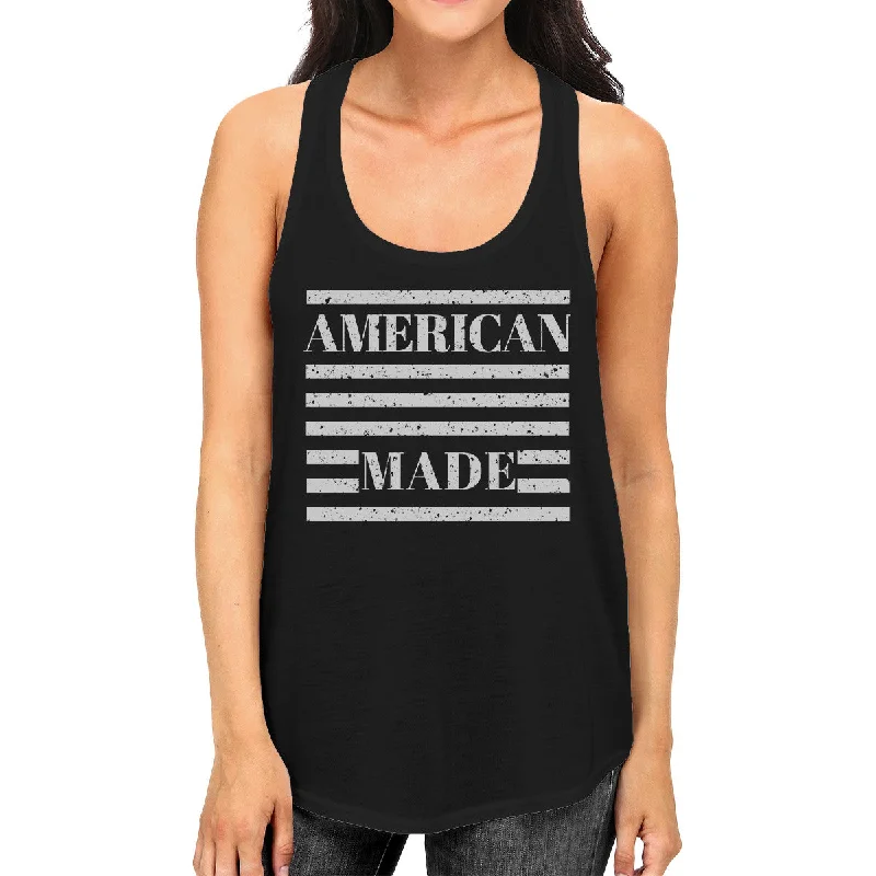 American Made Funny Women Black Sleeveless Top For Independence Day