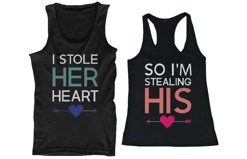 I Stole Her Heart, So I'm Stealing His Funny Matching Couple Tank Tops