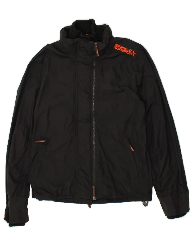 SUPERDRY Womens Windbreaker Jacket UK 18 XL Black Nylon