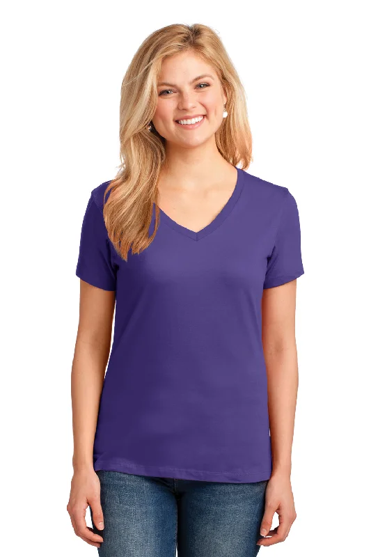 Port & Company Womens Core Short Sleeve V-Neck T-Shirt - Purple