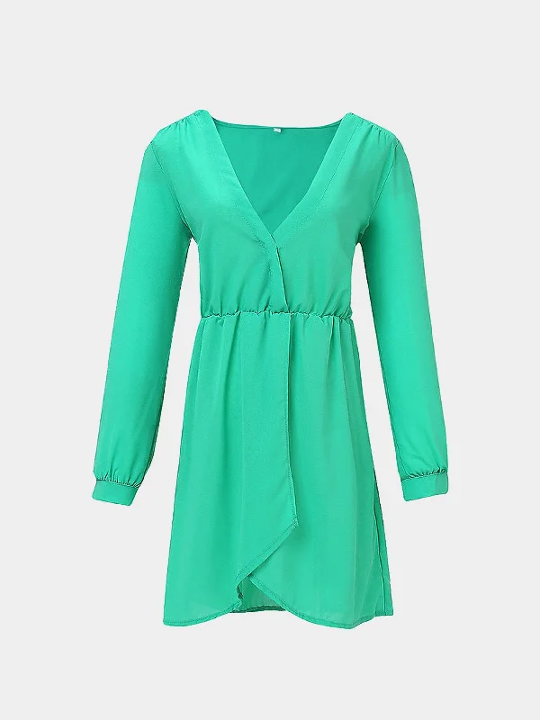 Wholesale Green Wrap Mini Dress