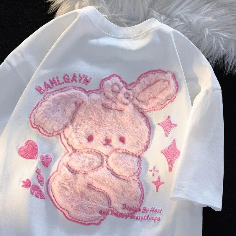 Pink Bunny Fluffy Tee