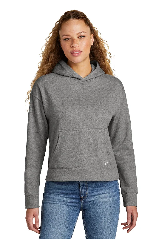 New Era Womens Comeback Fleece Hooded Sweatshirt Hoodie w/ Pouch Pocket - Heather Dark Grey