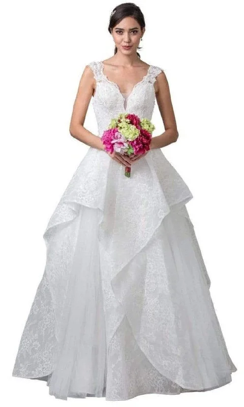 Aspeed Bridal - W2375 Lace Floral Layered Wedding Dress