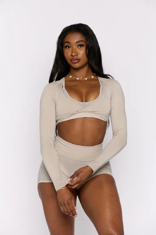 Clay Spray Long Sleeve Crop Top