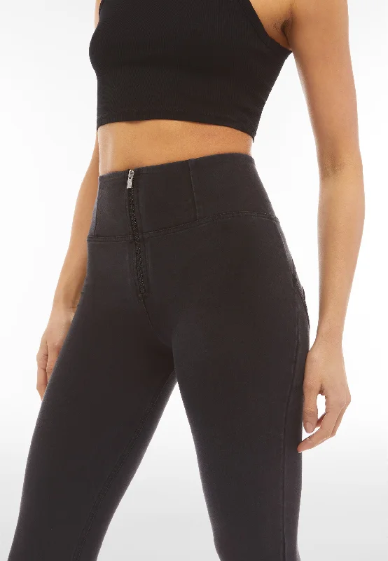 Black Denim Black Stitch High Waist Ankle Length