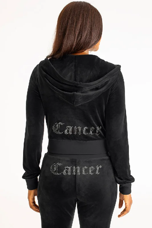 Cancer Big Bling Velour Hoodie