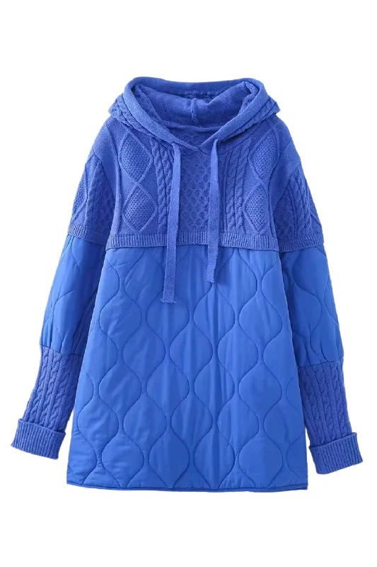 'Alesia' Quilted-Knit Hooded Pullover (3 Colors)