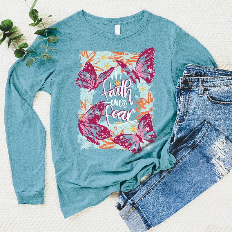 Faith Over Fear Butterflies Long Sleeve