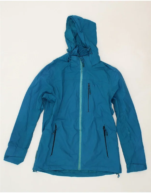 MOUNTAIN WAREHOUSE Womens Hooded Rain Jacket UK 10 Small Blue Polyester