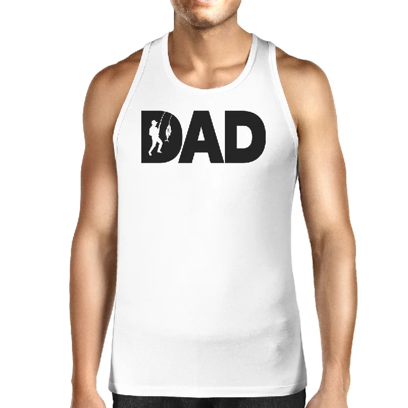 Dad Fish Mens White Graphic Tanks Unique Dad Gifts From Daughter