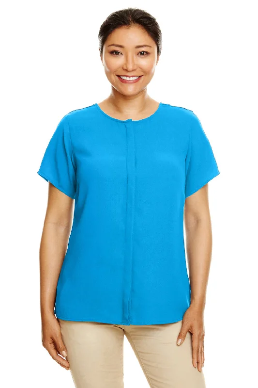 Devon & Jones Womens Perfect Fit Short Sleeve Blouse - Ocean Blue